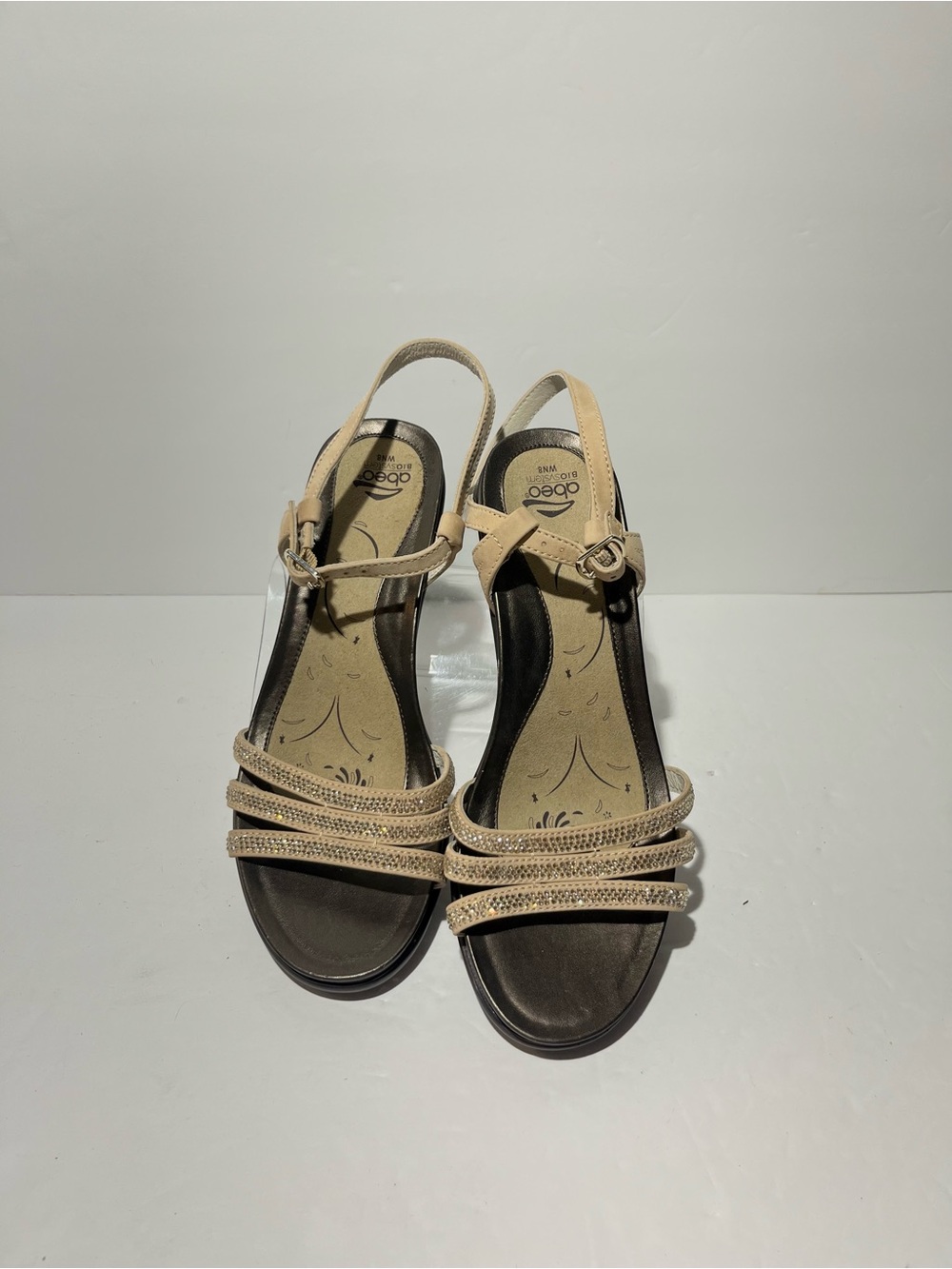 😍 AEROSOLES Neutral Beige Strappy Slingback Short Heels size 8